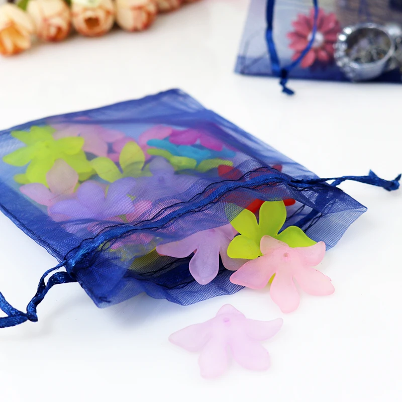 Free Shipping 100pcs Navy Organza Bags 15x20cm Drawstring Gift Bag Favor Wedding Bracelet Gifts Jewelry Packaging Pouches | Украшения и