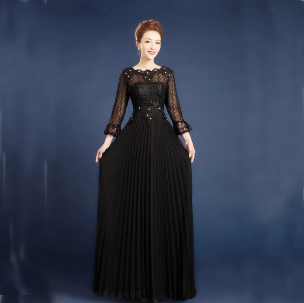 2017 новое прибытие элегантный длинные формальные черный O шеи невесты dresse женщин 3