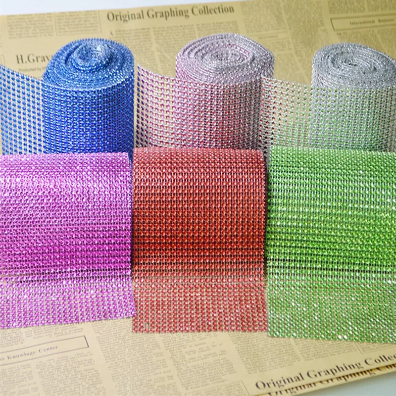 24rows10yards Алмазная сетка горный хрусталь цепочка свадебное украшение блестящая