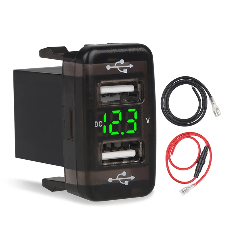 

12V светодиодный вольтметр 5V 2.1A автомобильное зарядное устройство для Toyota быстрое зарядное устройство для смартфона 2 порта USB быстрое заряд...