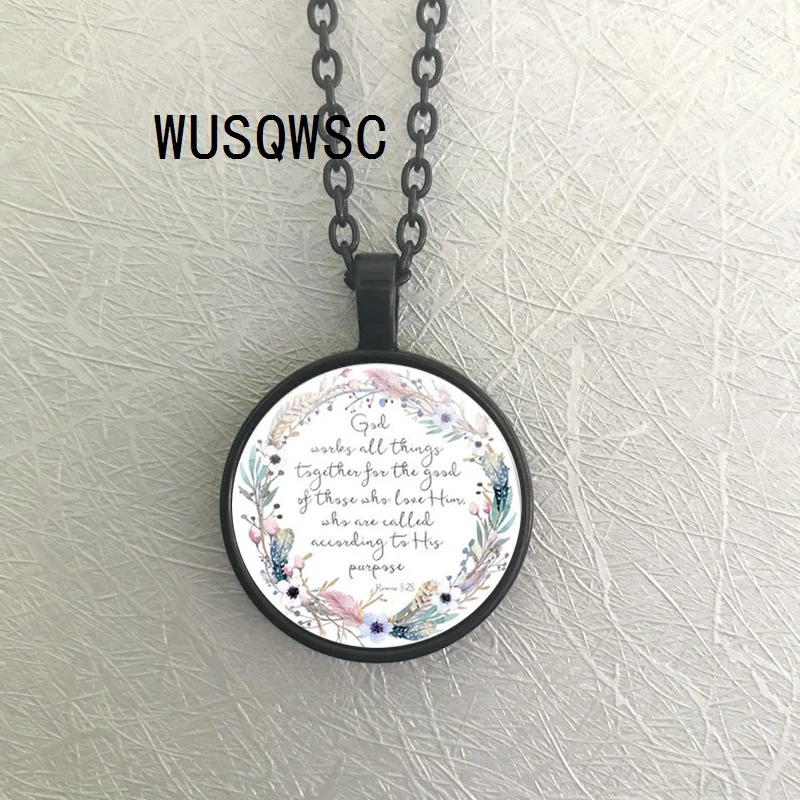 2018 God works all things together for the good of those who love him Romans 8 28 Bible verse necklace jewelry Christian gift | Украшения и