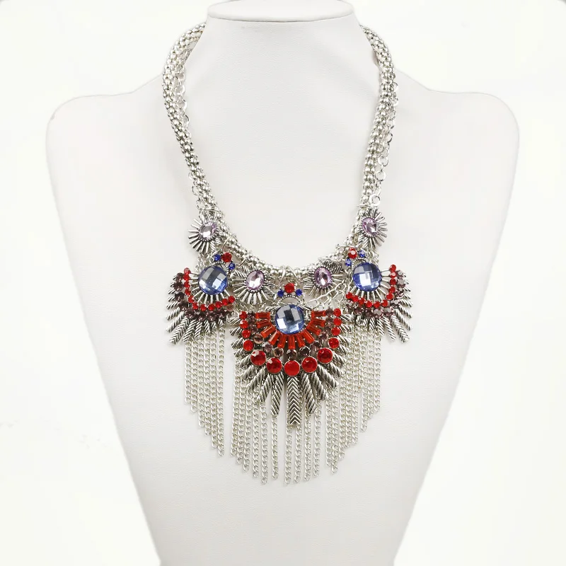 3 Цвет Мода Этническая Кристалл Кисточкой Ожерелья Женщины Ювелирные Изделия