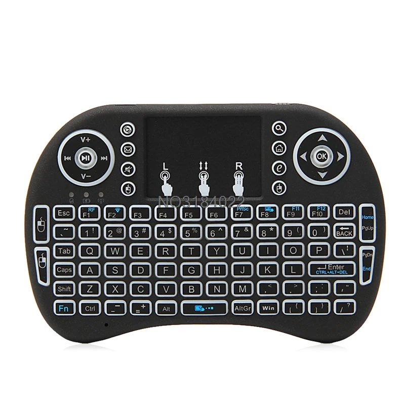 Мини 2,4G 3 цвета с подсветкой беспроводная сенсорная клавиатура Air mouse для ПК Pad Android tv Box/X360/PS345
