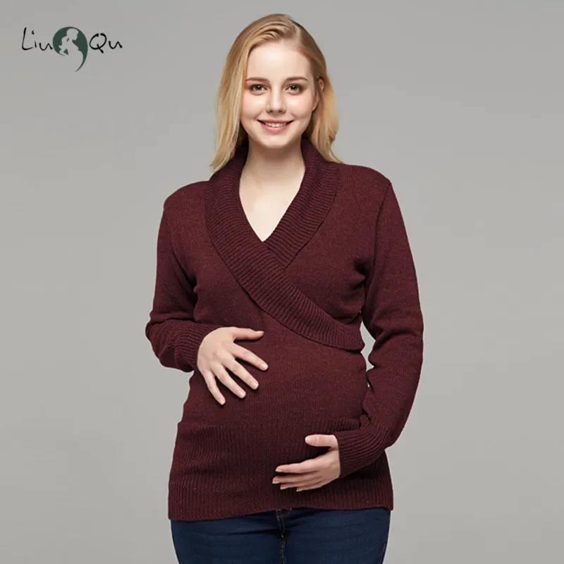 Свитер для беременных с длинным рукавом повседневный трикотажный свитер одежда