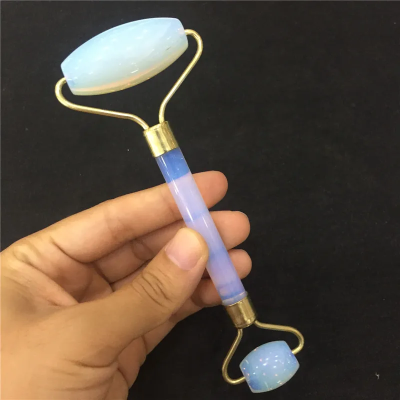 

Hot sale! white opal stone double head massage roller anti cellulite wrinkle facial body beauty health tool wholesale