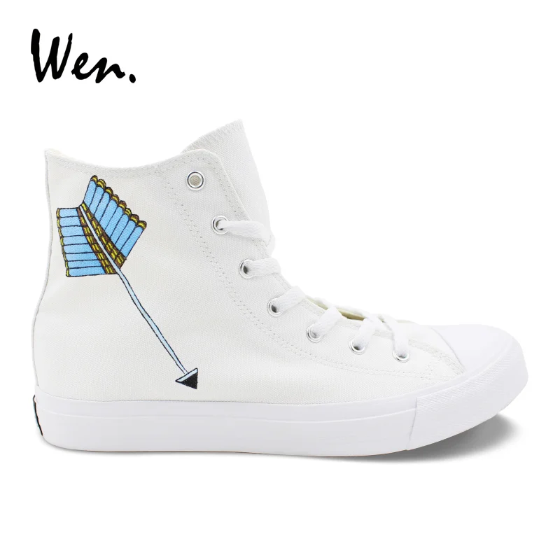 

Wen Tribal Arrow Custom Hand Painted Shoes Boy Vulcanize Shoes High Top Canvas Sneakers Girls Boys Personalized Espadrilles Flat