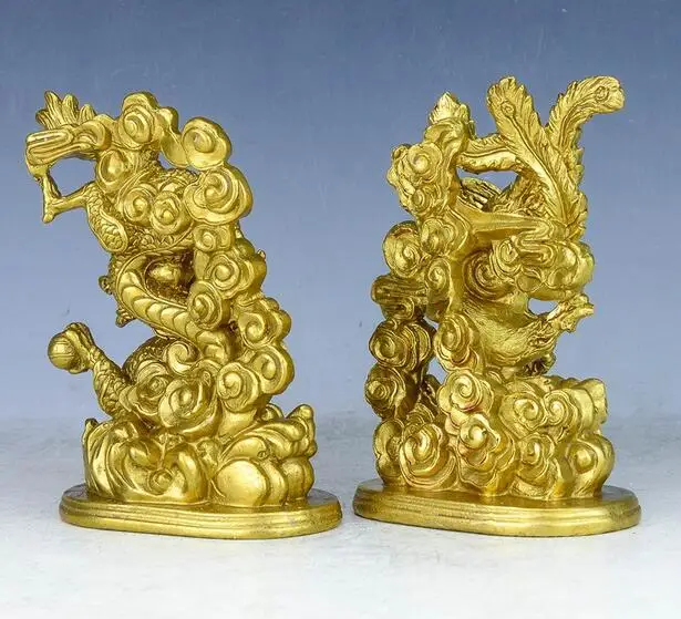 14 см дракон из чистой меди и феникс Феникс Hanlong украшения для дома | Дом сад