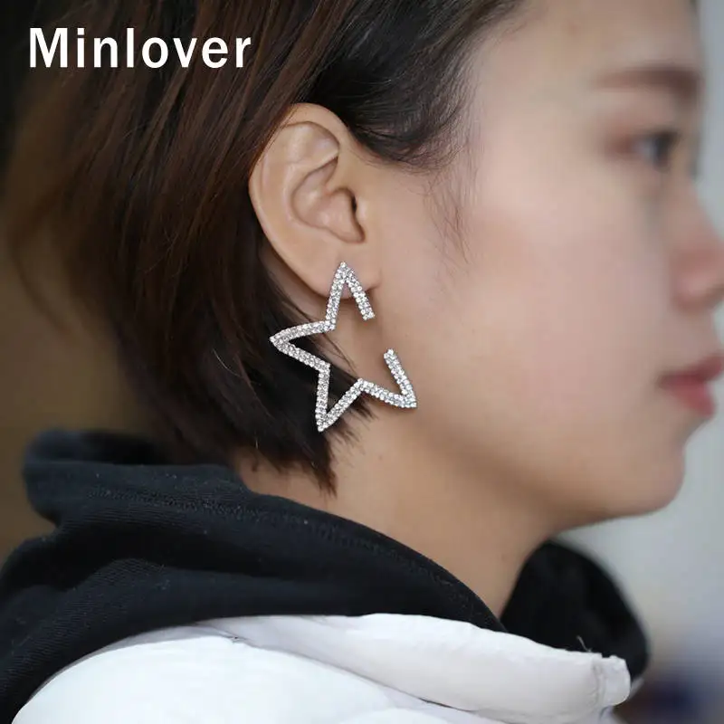 Minlover Винтажные серьги-гвоздики со звездами для женщин со стразами большие Boho Висячие Эффектные серьги модные свадебные украшения MEH1261
