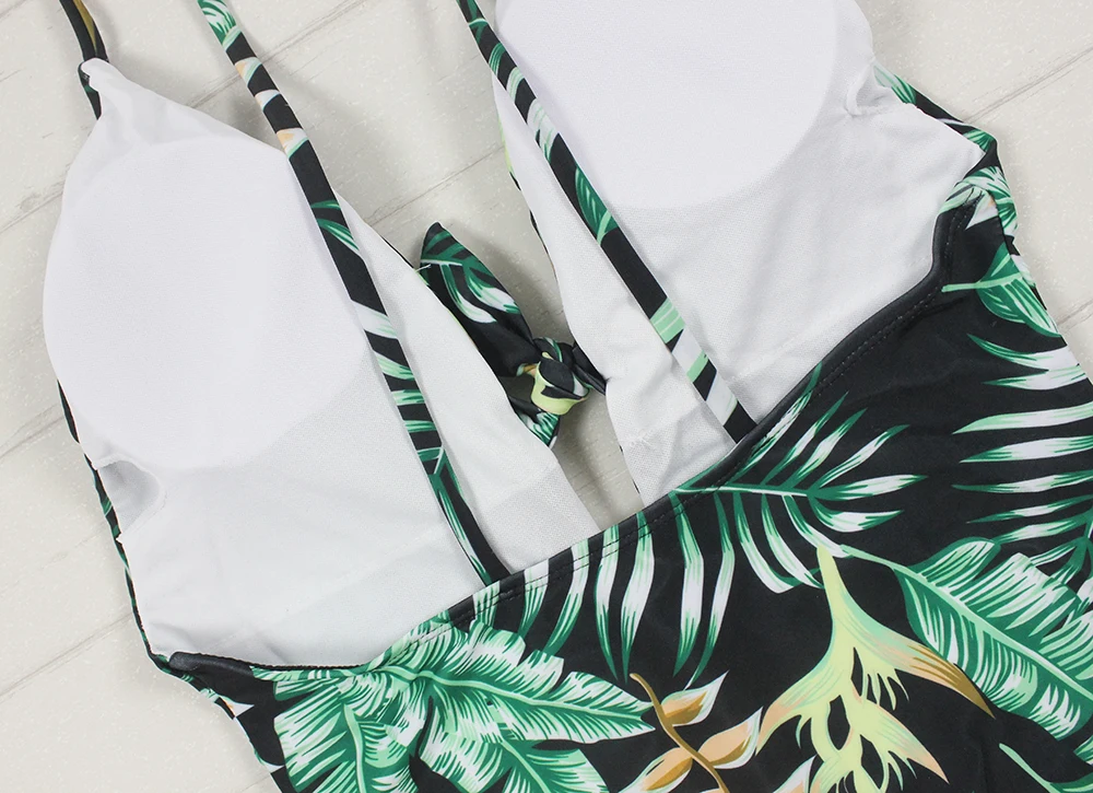 Floylyn Цельный купальник сексуальный для женщин с ботаническим принтом бандаж