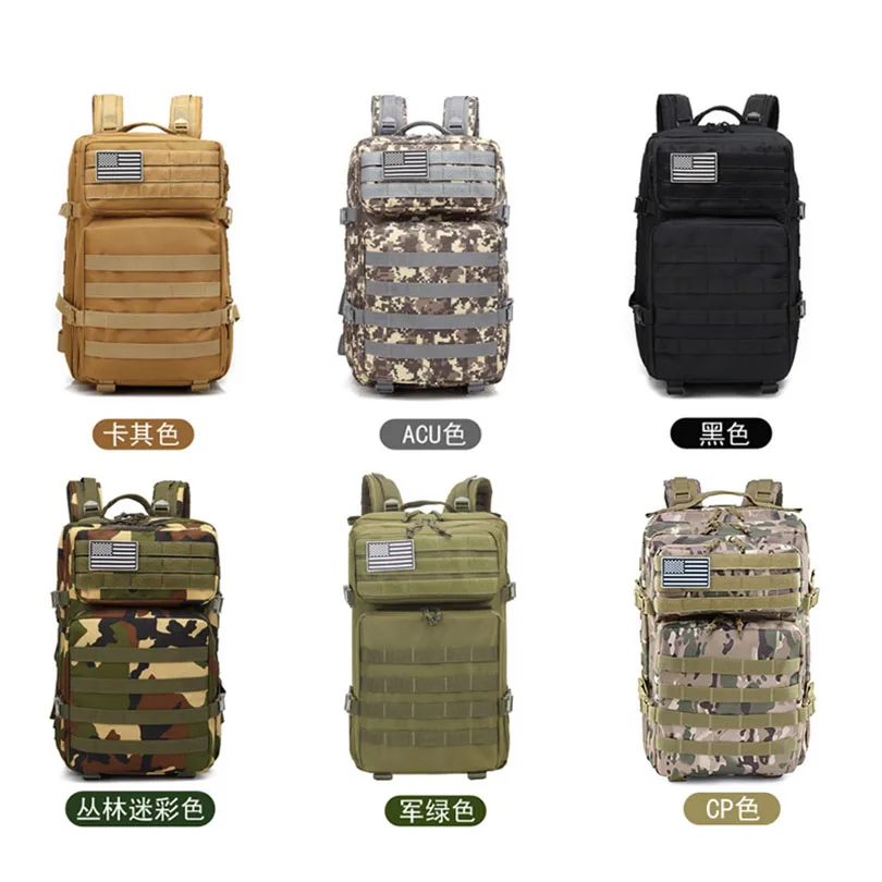 45L Outdoor Backpack Military Tactical Assault Pack Army Molle Waterproof Bug Out Bag Small Rucksack for Hiking Camping Hunting | Спорт и