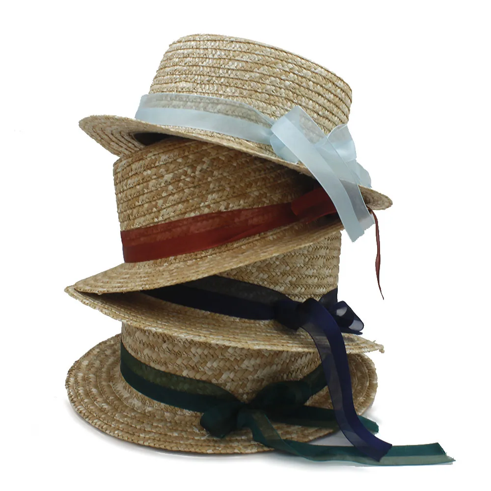 Классическая соломенная шляпа Toquilla для женщин от солнца с бантом плоская Панама
