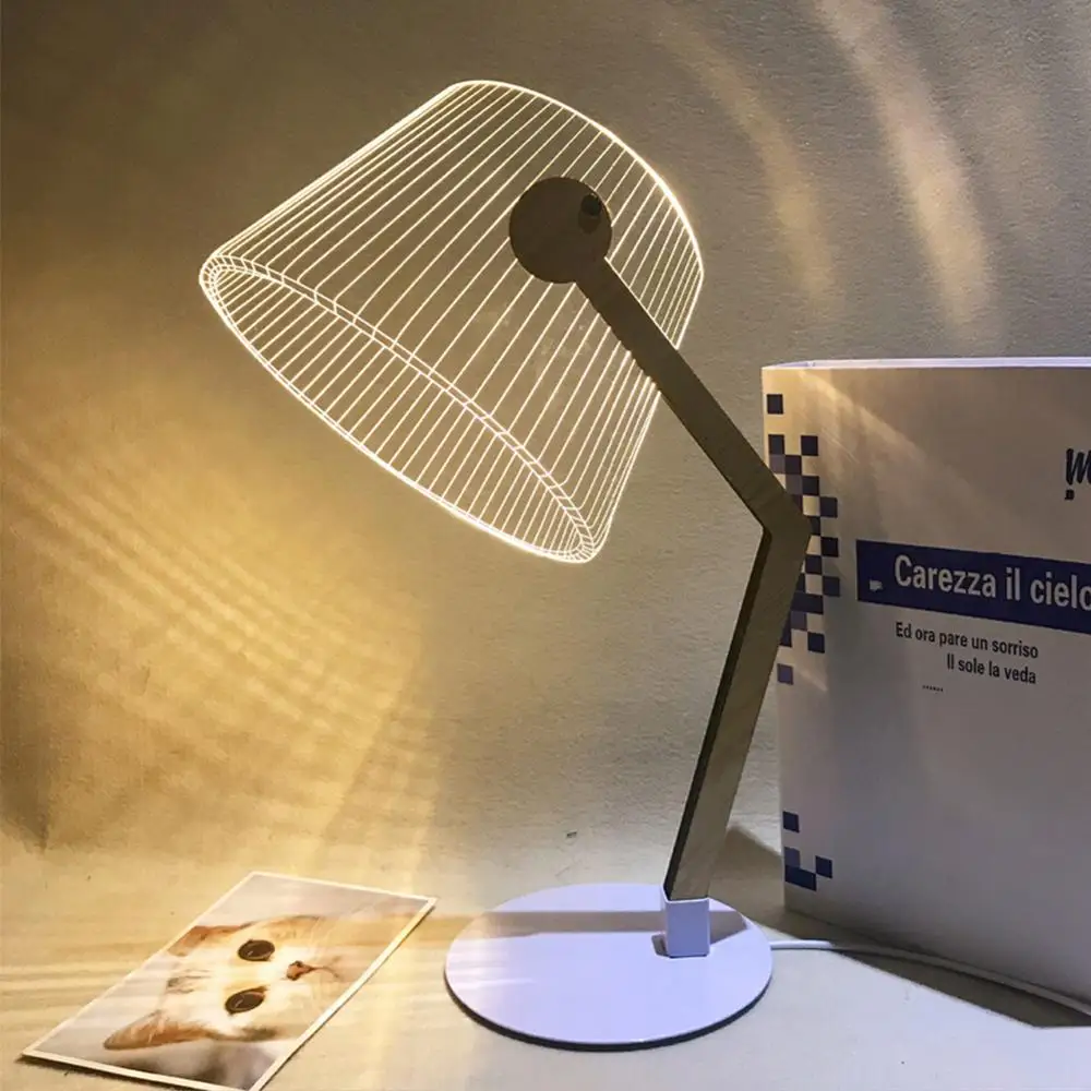 Светодиодный светильник с 3D эффектом поддержкой дерева и акрила светодиодный