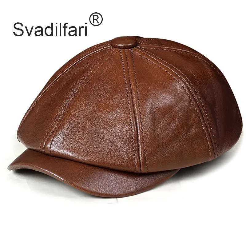 Svadilfari, осенняя мужская шапка из натуральной кожи, берет из воловьей кожи, Элегантная Модная кепка с язычком для молодых студентов, Снэпбэк Кепка s для мужчин