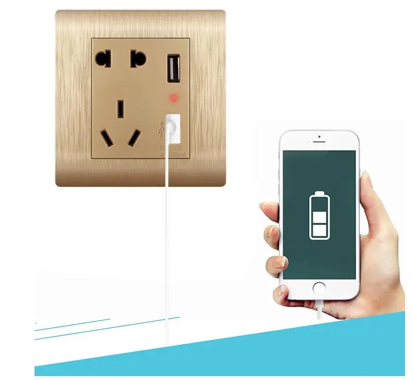 Электрическая розетка с двумя USB портами кухонная панель панелью настенная