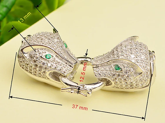 Подвески с зеленым глазом Двойные застежки в форме головы леопарда инкрустацией