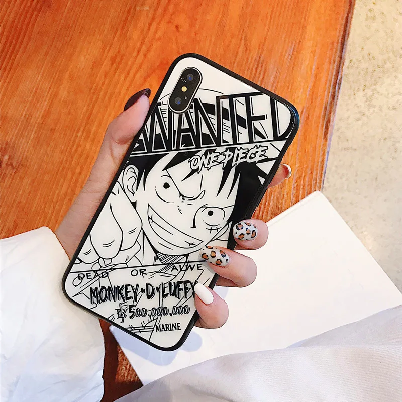 Sketch Naruto mens case cool for Apple iphone X XSMAX XR tempered glass back cover cartoon Kakashi 6 6s 7 8plus soft side Sasuke |