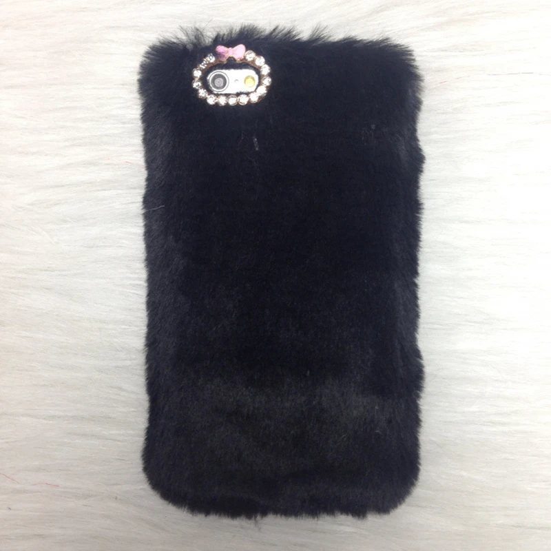 Luxury Phone Back Cases For iphone 5 5s SE Fashion Fluffy Rabbit Hair Skin Warm Winter Cover Bling Diamong Fundas Capa |