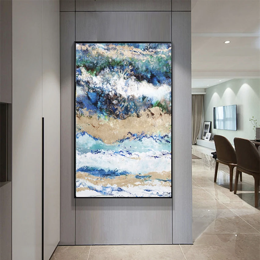 Современная абстрактная картина маслом в стиле ар деко на холсте Настенная для