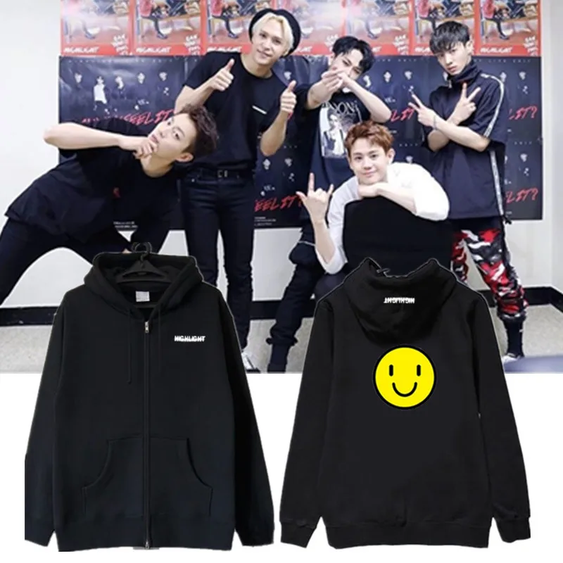K-pop HIGHLIGHT concert with the same paragraph zipper jacket hooded spring and autumn sweatshirts baseball uniform kpop | Женская