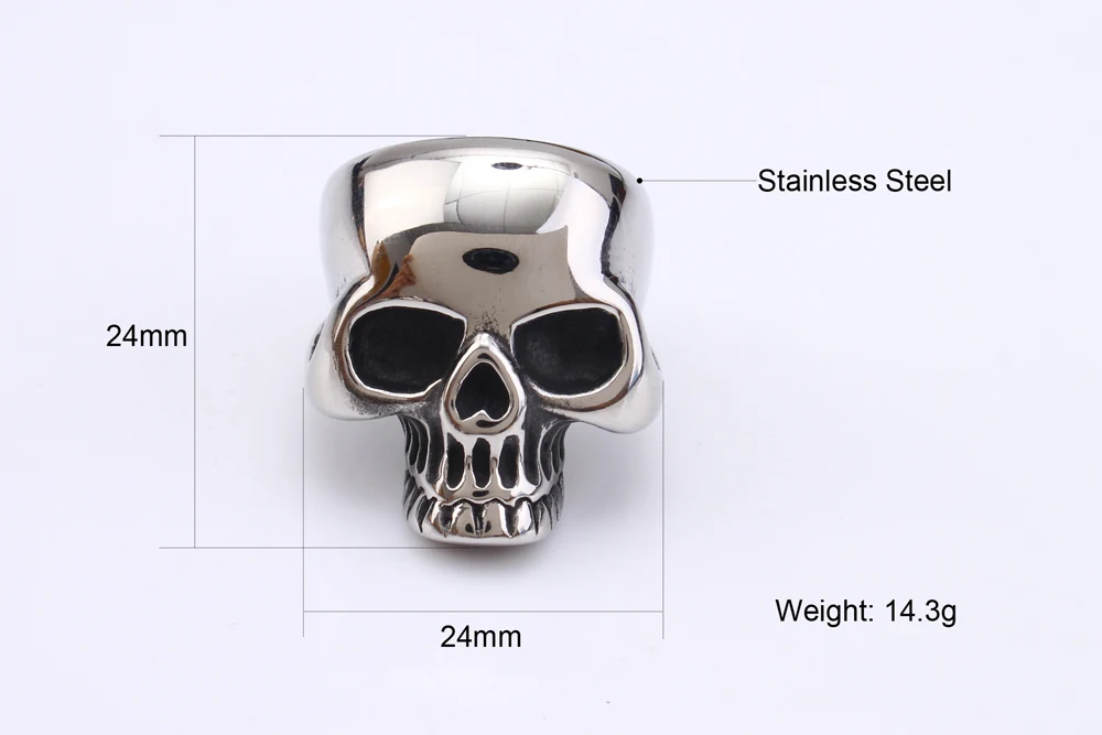 Титановый mimeng череп кольцо из нержавеющей стали кольца в западном стиле мужские