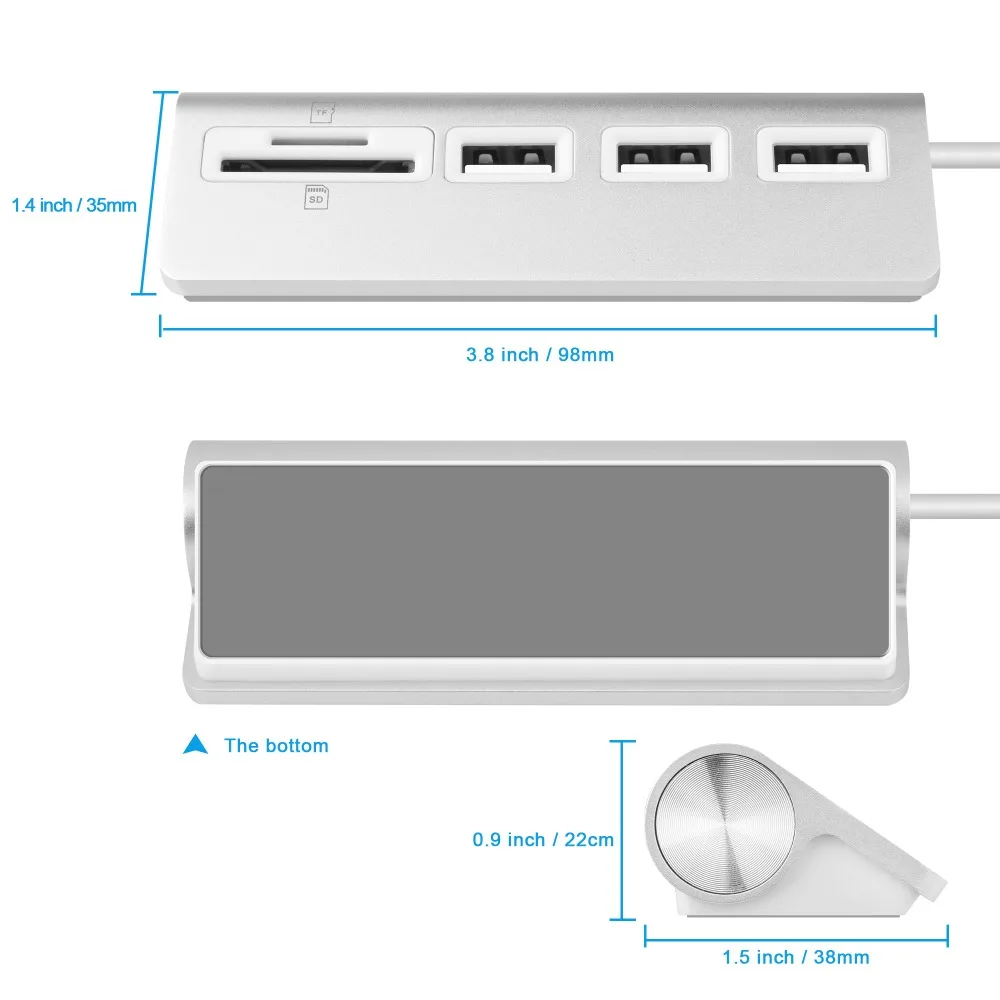 USB Card Reader с 3 портами usb хаб интерфейс HUB разъем SD для Mac/карты памяти/ноутбук/мышь