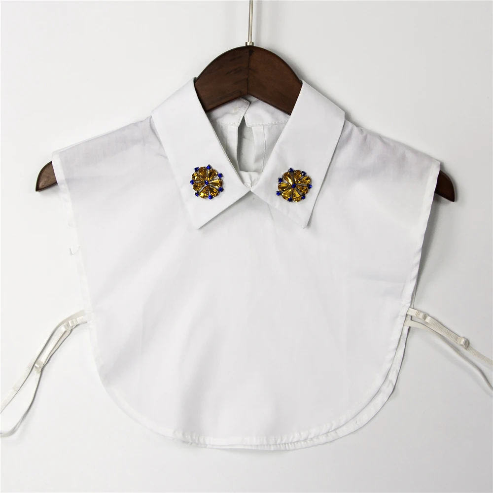 Новый осенний белый нагрудник со съемными воротниками женская блузка с