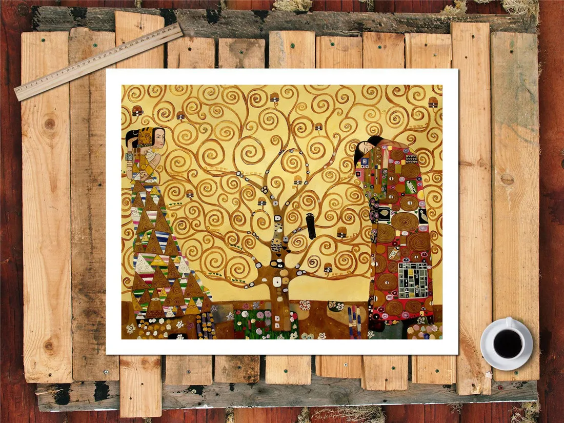 Древо жизни Gustav Klimt 1P картины печать на холсте HD Абстрактная Картина офисная