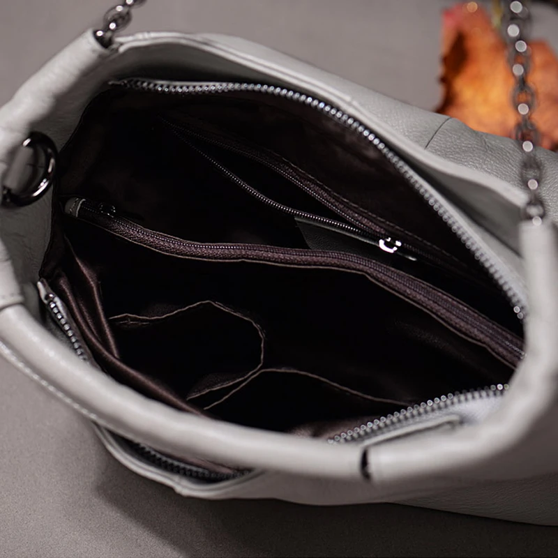 Pyaterochka Ladies Real Leather Handbags Patchwork Bucket Solid Luxury Crossbody Bag Fashion Women High Quality Small Totes