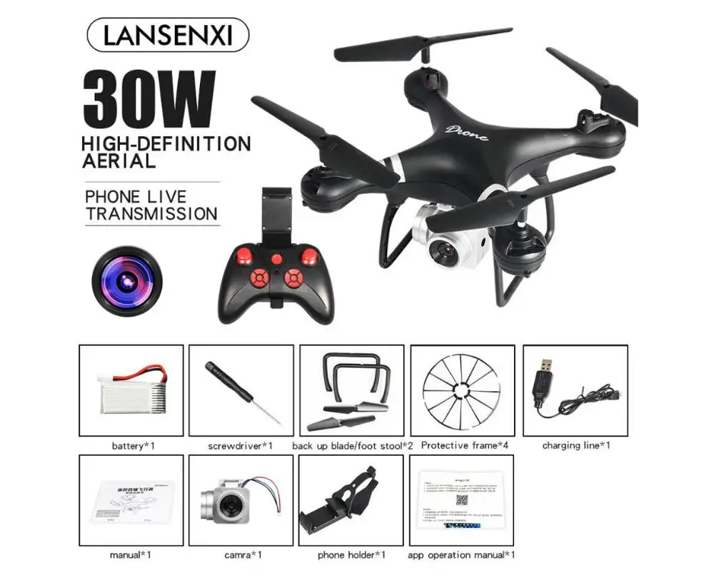 30W Camera Black Новейший Радиоуправляемый Дрон Квадрокоптер с Wifi FPV камерой Радиоуправляемый вертолет 20 мин Время полета Профессиональный Дрон VS DJI Phantom 4 Дрон - Цвет: 30W Camera Black