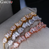 gmgyq fashion shinny trapezoidal zirconia adjustable bracelet rose gold color party gifts for women girl wedding jewelry