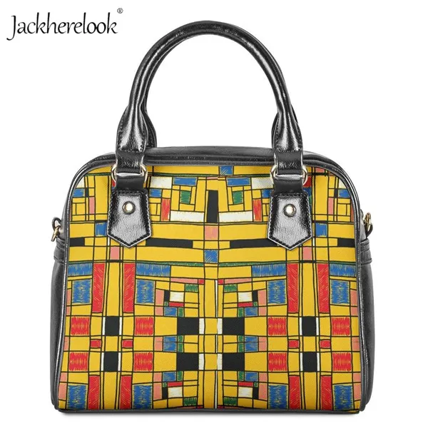 HX379DL Jackherelook женская сумка Mondrian, цветная, художественная, с принтом, кожаная, на плечо, маленькая сумка, фирменный дизайн, через плечо, сумка-мессенджер, клатч - Цвет: HX379DL
