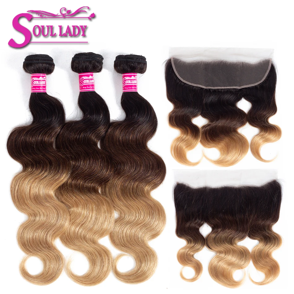 T1b/4/27 три тона Цвет пучки волос &quotомбре&quot с фронтальной эффектом деграде