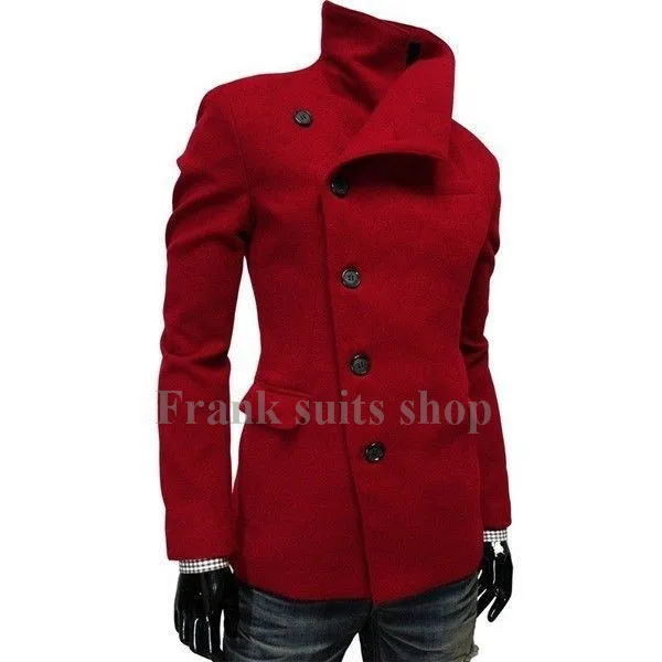 Сделанное на заказ однобортное зимнее теплое пальто из 2017 шерсти с косой планкой