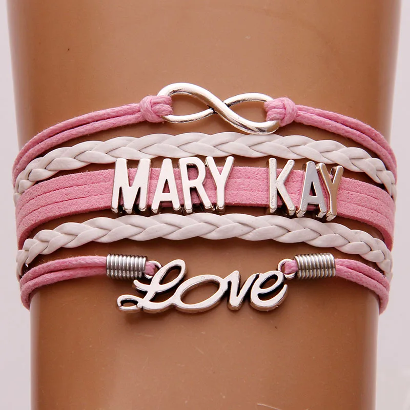 (10 шт./лот) Infinity Love MARY KAY Подвеска для браслета в форме сердца кожаные браслеты с