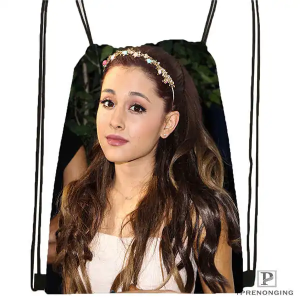 Drawstring Backpack На заказ Ariana Grande(4) походная сумка на шнурке милый рюкзак для детей(черная спинка) 31x40 см# 180612-03-Ariana Grande - Цвет: Drawstring Backpack
