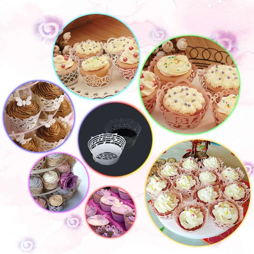 50 шт./компл. резная музыкальная нотка обертка для кекса лазерная резка Маффин