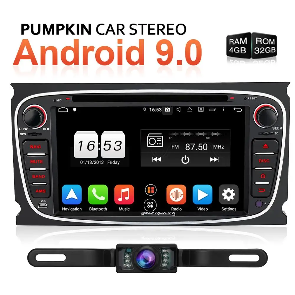 Тыква 2 Din 7 &quotAndroid 9 0 автомобильный DVD плеер GPS навигация Восьмиядерный стерео для