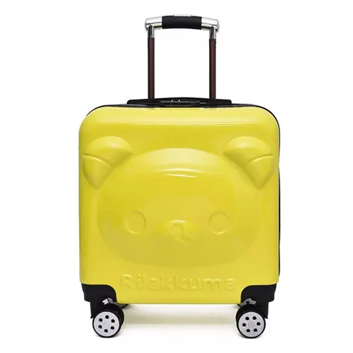 yellow KLQDZMS мультфильм медведь 20 дюймов ABS+ PC прокатки багаж ребенка-специфический Дорожный чемодан на колесах - Цвет: yellow