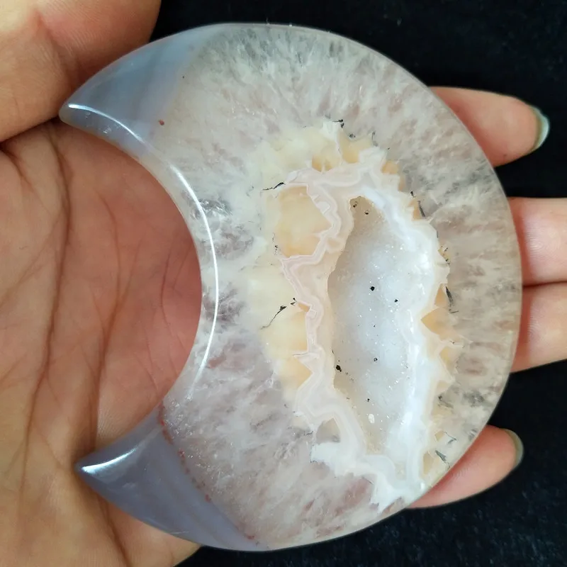 Натуральные камни и кристаллы кристальная Форма Луны агат Хрустальный кластер