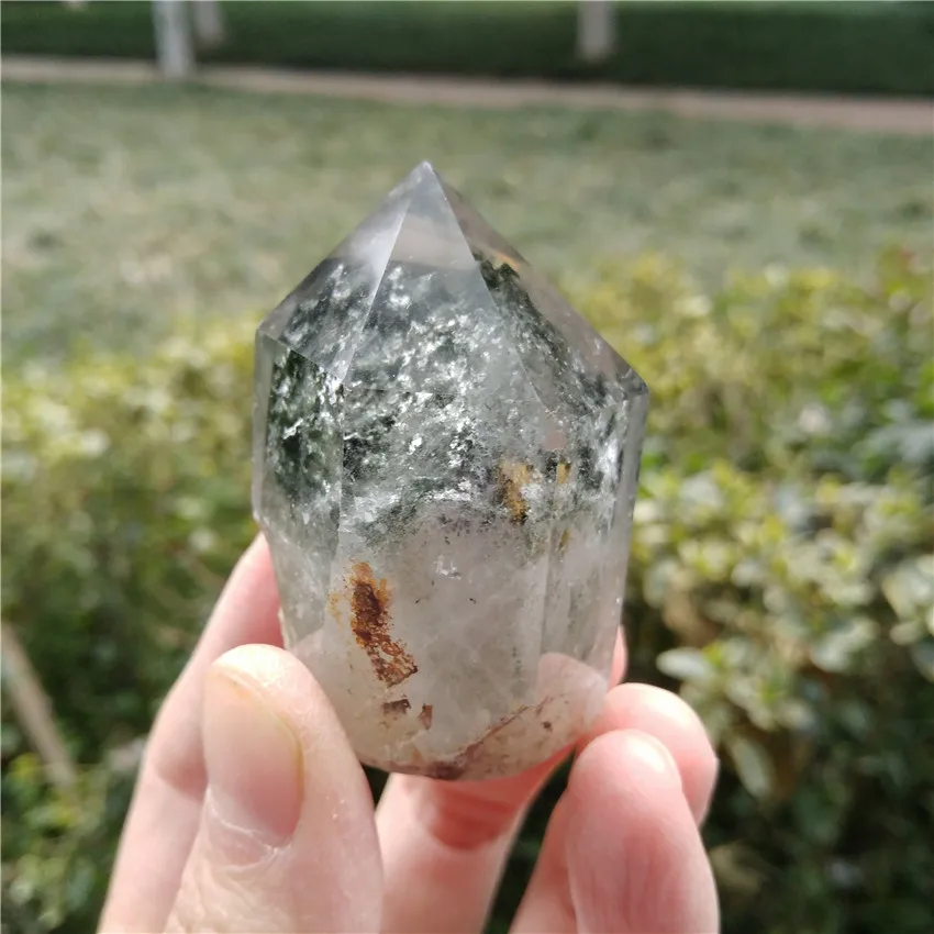 Натуральный Ghost Phantom Quartz кристальная палочка для медитации медитация чакра