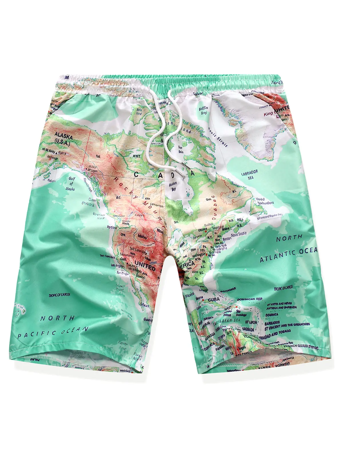 Шорты Hemiks мужские с принтом карты мира повседневные пляжные до колена со средней