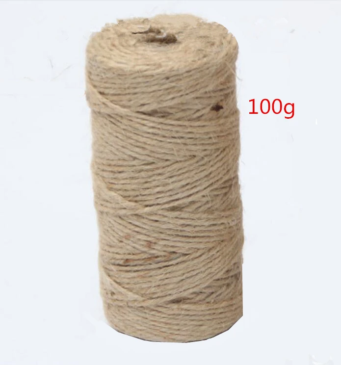 100g Натуральный джутовый шпагат, лучший подарок для рукоделия, шпагат, Рождественская бечевка, промышленные упаковочные материалы, прочная струна для гардина AA8079 - Цвет: 100g