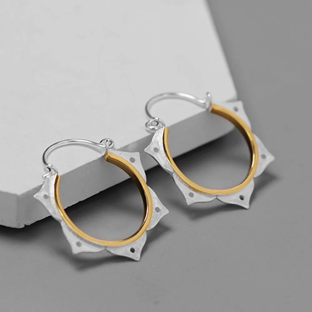 LARGERLOF Real 925 Silver Earrings Jewelry Hoop Feather Fine Handmade Vintage For Women Eg491131 | Украшения и аксессуары