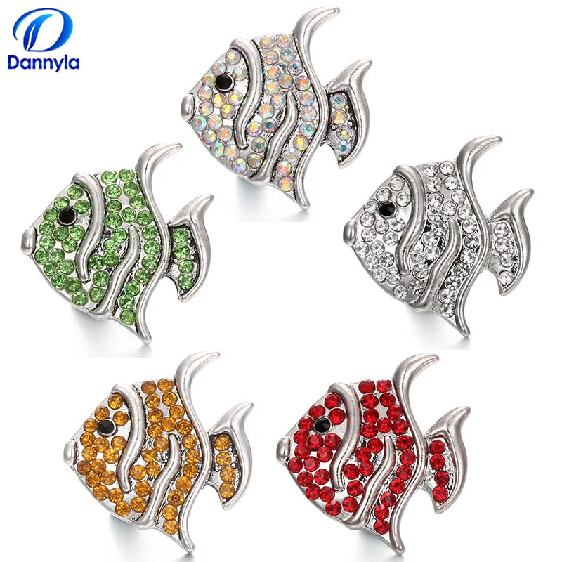 Ювелирные изделия в виде милой рыбки с кнопкой-застежкой подвески из стразов