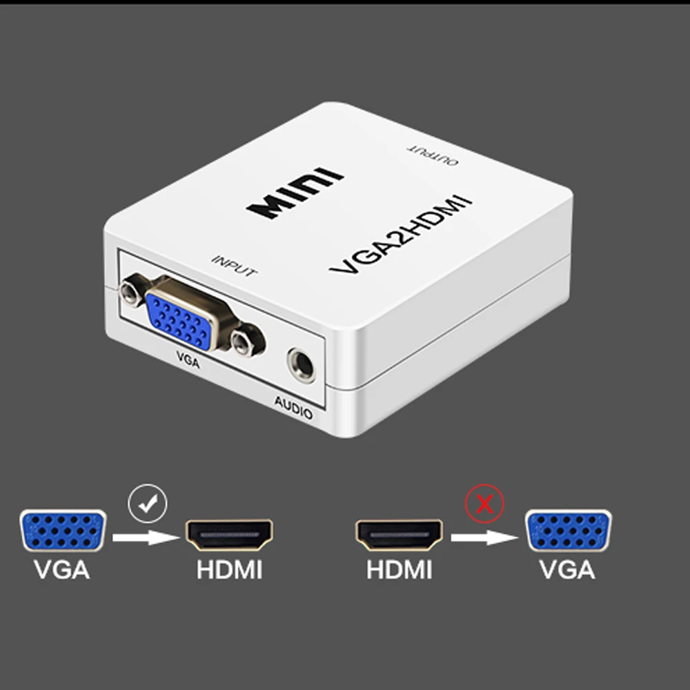 Горячий VGA2HDMI мини преобразователь из VGA в HDMI с 1080P Аудио разъем адаптера для ноутбука ПК для HDTV проектора