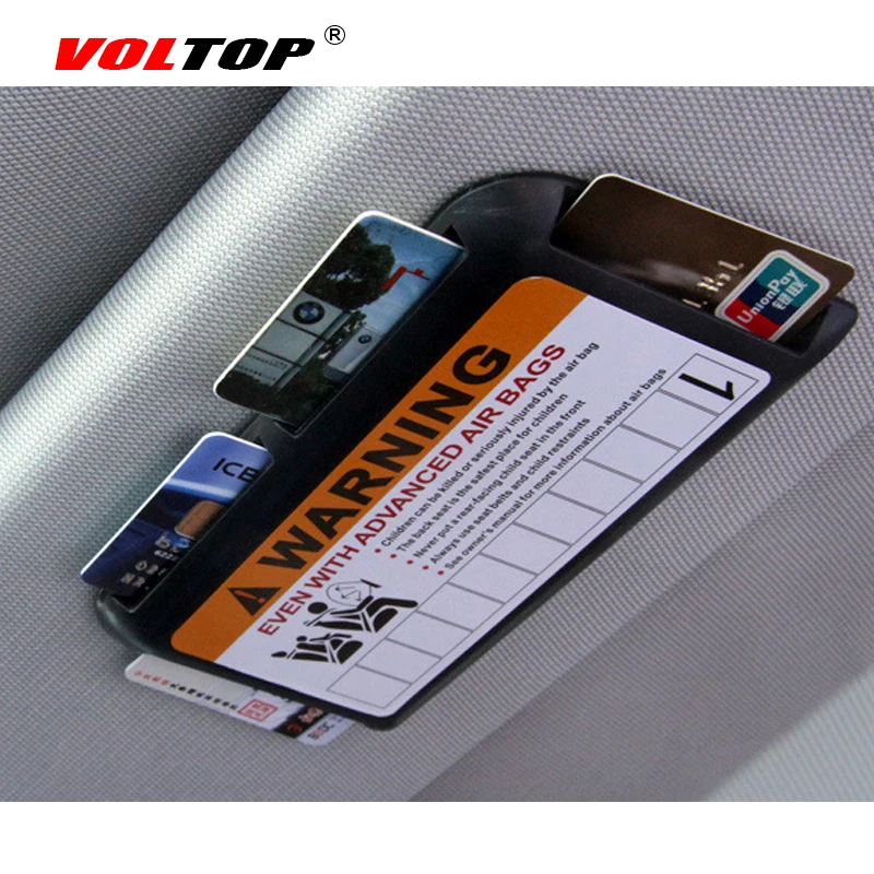 VOLTOP автомобильный козырек от солнца, для карт клип автомобильный украшения шоссе микросхемой чипом микропроцессорные карты ящик для хранения для временной парковочной бренд авто аксессуары для интерьера - Название цвета: Черный