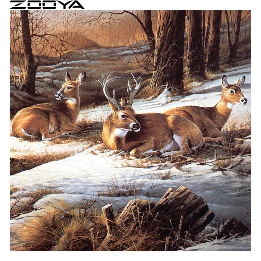 

DIY Diamond Painting Cross-Stitch Kits Diamond Embroidery Rhinestone Painting Deer Snow Woods Mosaic Pictures Home Decor R1364