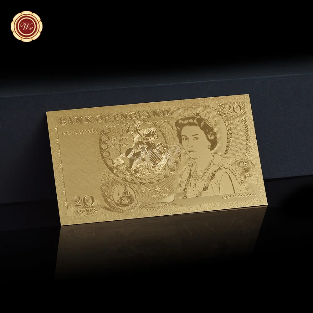 Новинка Золотая банкнота в английском стиле 20 фунтов британский фунт красочная