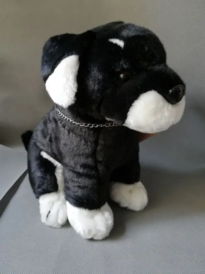 Barato Precioso Cachorro Negro Juguete De Peluche De Perro Grande 30x27cm Perro En Cuclillas Cojín De Muñeco Suave Regalo De Cumpleaños H0410