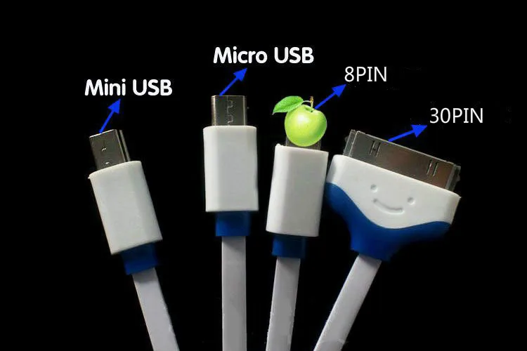 1 м универсальный портативный USB 4 в 1 зарядный кабель мульти зарядный кабель для htc samsung sony Xiaomi huawei iphone 4 4s 5 5s 6